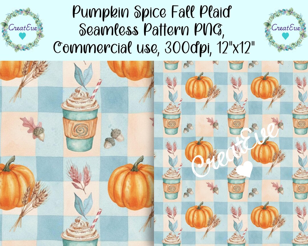 Fall Pumpkin Spice Seamless Patternpng: Commercial Use Digital Paper ...