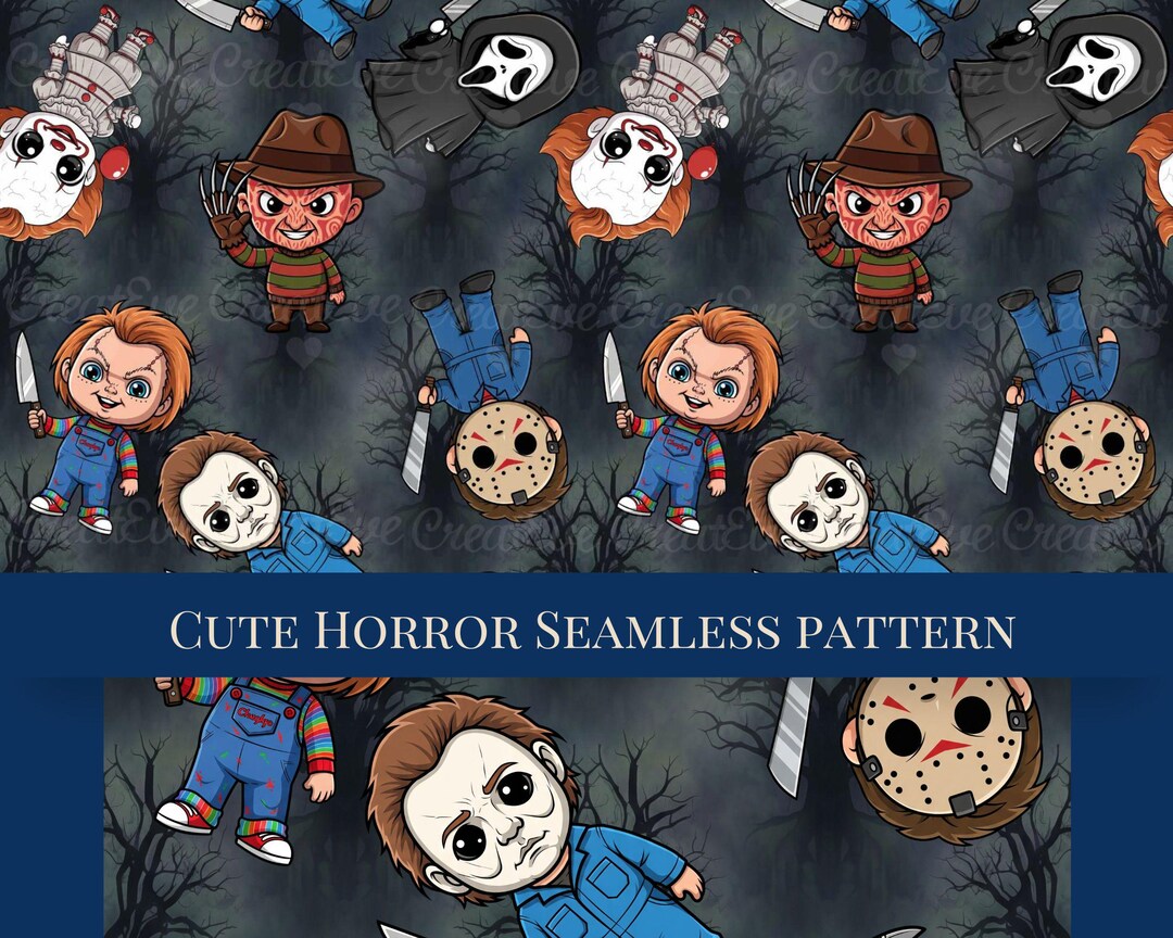 Halloween Seamless Pattern: Spooky Horror PNG (digital Download - Etsy