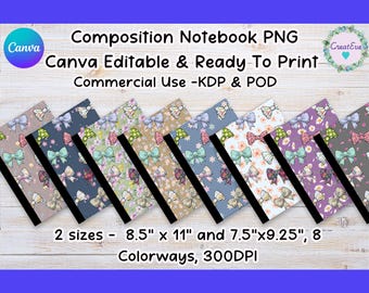 Coquette Floral Notebook Cover PNG Bundle: KDP Commercial Use (Digital Download)