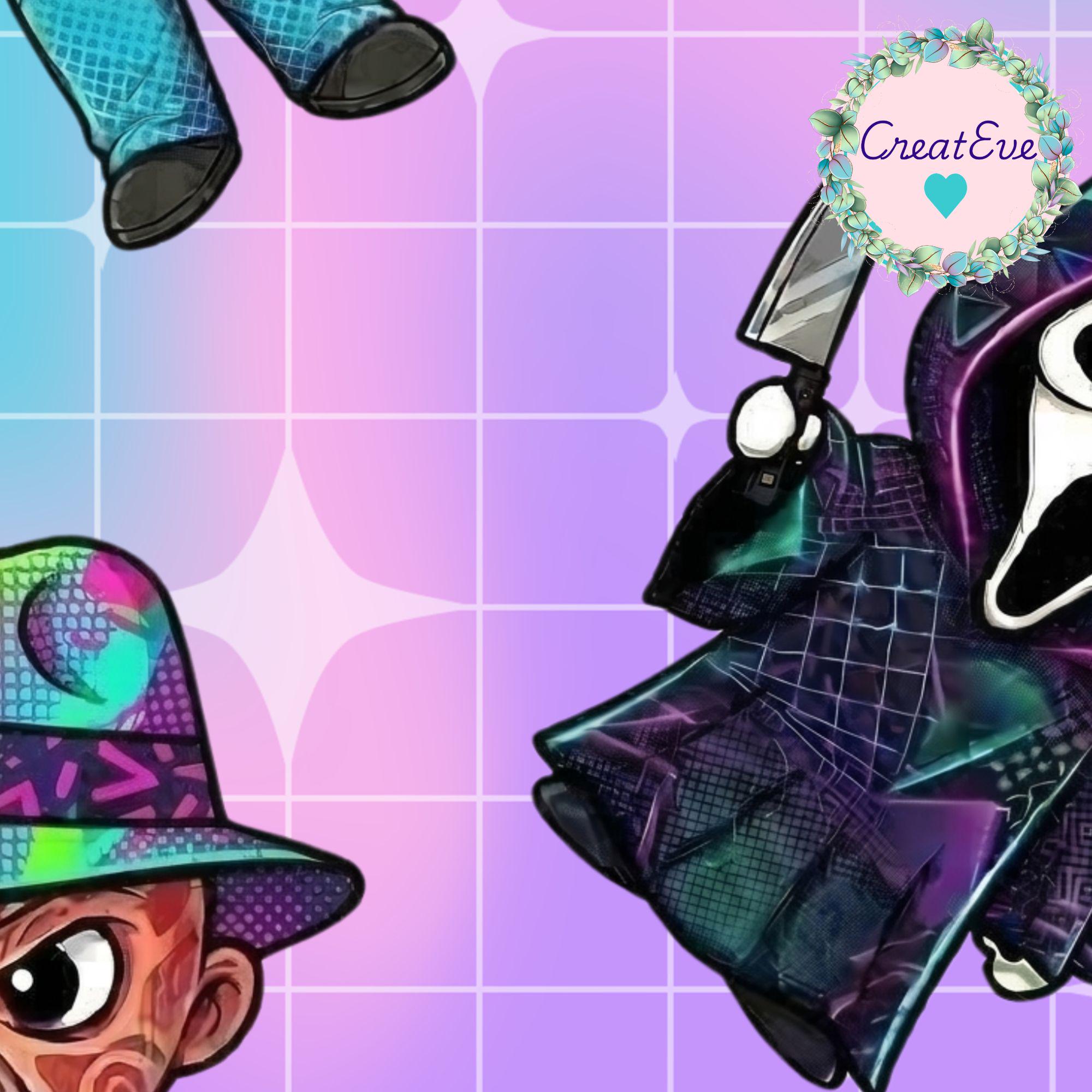 Cute Horror Seamless Pattern PNG | Spooky Chibi Killer DTF| Retro ...