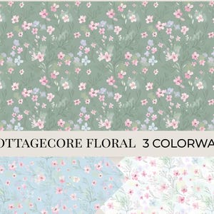 Grootmoeder naadloos patroon PNG-bundel | Digitaal papier met digitale bloemen van Cottagecore | Commercieel gebruik | Pastel bloemenpatroon met bloemen