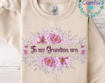 In My Grandma Era Shirt PNG | Floral Grandma Era Design | Coquette Grandmacore Shirt PNG | Vintage Lace Flowers Sublimation PNG