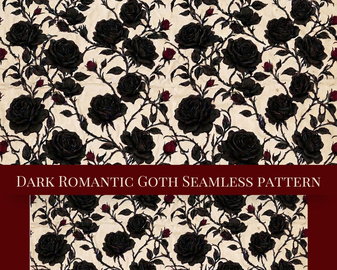 Gothic Black Rose Seamless Pattern PNG | Dark Romance Floral Digital ...