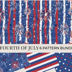 Fourth of July Sealmless Pattern PNG Bundle | Independance Day Graphics | Digital Download | Fireworks Design | July 4th Sublimation