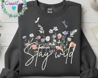 Stay Wild Wildflower Shirt PNG Bundle | Boho Floral PNG | Spring Shirt Design | Sublimation PNG | Cricut Floral Graphic