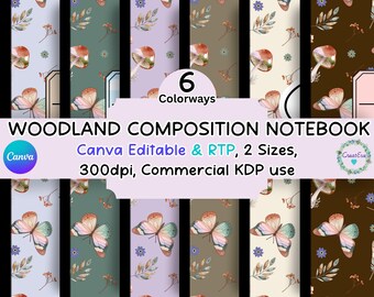 Boho Woodland Notebook Cover PNG Bundle: KDP Commercial Use (Digital Download