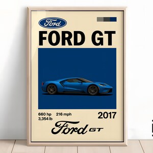 Ford GT Poster - Supercar Wall Art for Car Enthusiasts, Iconic Automotive Decor, Perfect Gift for Ford Fans and Lovers
