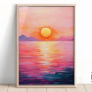 Abstract Modern Sunset Wall Art | Colorful Landscape Art, Coastal Decor Printable Digital Download, Home Decor Decorate Your Space