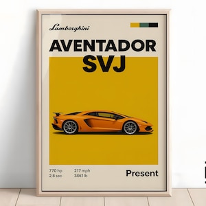 Lamborghini Aventador SVJ Poster - Supercar Wandkunst für Auto-Enthusiasten, Kultiges Automobil-Dekor, perfektes Geschenk für Lambo-Fans und Liebhaber