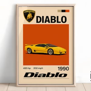 Lamborghini Diablo Poster – Supercar Wall Art for Car Enthusiasts, Iconic Lambo Decor & Perfect Gift for Fans