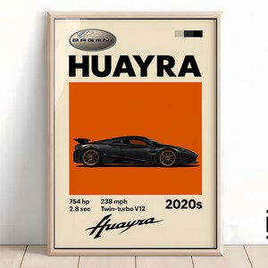 Pagani Huayra Poster - Supercar Wall Art for Car Enthusiasts, Iconic Automotive Decor, Perfect Gift for Pagani Fans and Lovers