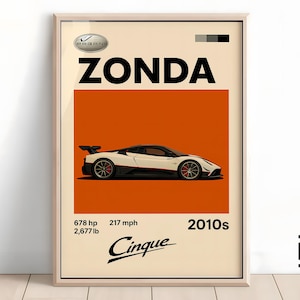 Pagani Zonda Poster - Supercar Wall Art for Car Enthusiasts, Iconic Automotive Decor, Perfect Gift for Pagani Fans and Lovers