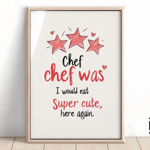 Funny Chef Poster | Printable Wall Art and Quirky Kitchen Decor | Trendy Aesthetic Food Print for Dinner Parties & Eclectic Spaces