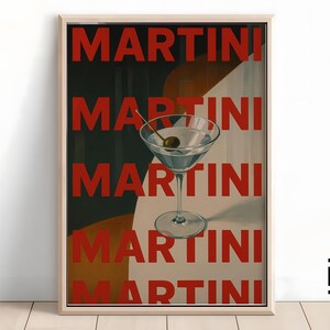 Póster de cóctel retro con impresión de martini / Arte minimalista de bar / Decoración de pared con alcohol de moda / Descarga digital para el hogar