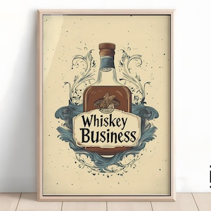 Funny Whiskey Print | Vintage Liquor Poster | Bar Cart Wall Art | Retro Drinks Decor | Whiskey Pun Printable Art | Digital Download