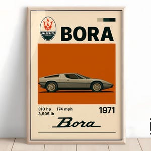 Maserati Bora Poster - Supercar Wall Art for Car Enthusiasts, Iconic Automotive Decor, Perfect Gift for De Maserati Fans and Lovers