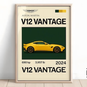 Aston Martin V12 Vantage Poster - Supercar Wall Art for Car Enthusiasts, Iconic Automotive Decor, Perfect Gift for Aston Fans and Lovers