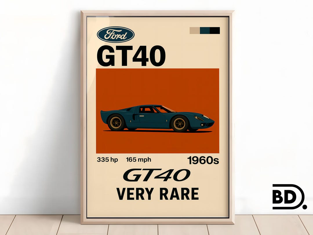 Ford GT40 Poster - Supercar Wall Art for Car Enthusiasts, Iconic ...