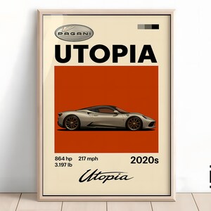 Pagani Utopia Poster - Supercar Wall Art for Car Enthusiasts, Iconic Automotive Decor, Perfect Gift for Pagani Fans and Lovers
