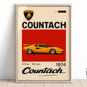 Lamborghini Countach Poster - Supercar Wall Art for Car Enthusiasts, Iconic Automotive Decor, Perfect Gift for Lambo Fans and Lovers