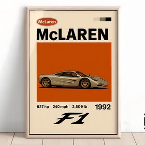 McLaren F1-poster - Supercar-muurkunst voor autoliefhebbers, iconisch autodecor, perfect cadeau voor McLaren-fans en -liefhebbers