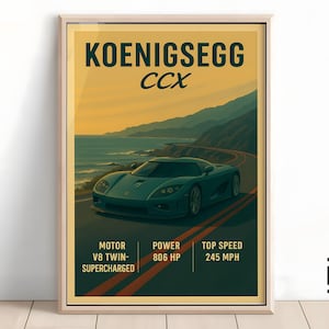 Koenigsegg CCX Poster – Minimalist Supercar Art Print, Classic Koenigsegg Wall Decor, Gift for Car Fans & Collectors