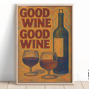 Wine Print Cocktail Poster | Retro Alcohol Art for Bar Cart | Minimalist Wall Decor | Trendy Gallery Wall Digital Download