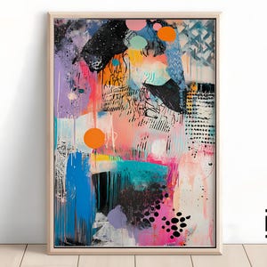 Abstract Floral Art Prints | Modern Pink and Green Flower Wall Decor | Soft Pastel Floral Painting for Home & Office Decor