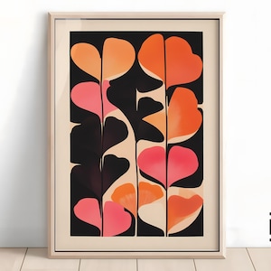 Abstract Botanical Art Print | Modern Floral Wall Decor | Mid-Century Inspired Artwork for Bedroom & Living Room