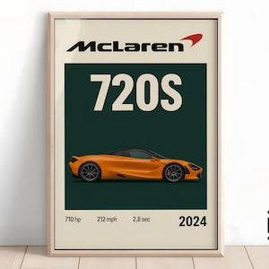 McLaren 720S Poster - Supercar Wandkunst für Auto-Enthusiasten, Kultiges Automobil-Dekor, Perfektes Geschenk für McLaren-Fans und Liebhaber