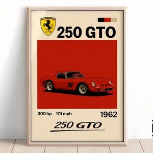 Ferrari 250 GTO Poster - Supercar Wall Art for Car Enthusiasts, Iconic Automotive Decor, Perfect Gift for Ferrari Fans and Lovers