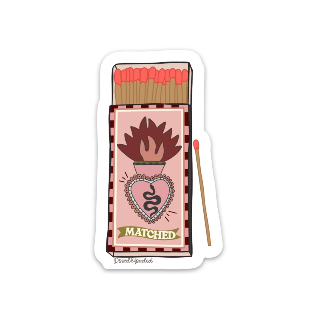 Pink Matches Sticker Match Day Match Box Sticker | Weatherproof Vinyl Decal for Laptops and ...