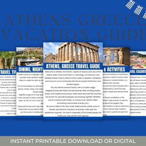 Athen Griechenland Printable Travel Guide | 5-seitiges digitales PDF für Kunden | Griechenland Reiseplan für Reiseplaner