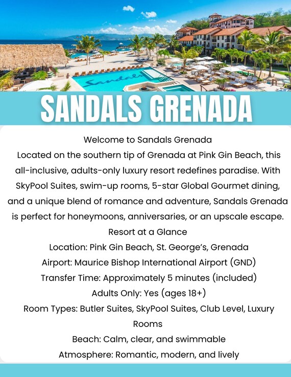 Sandals Grenada Travel Guide PDF Client Handout All-inclusive