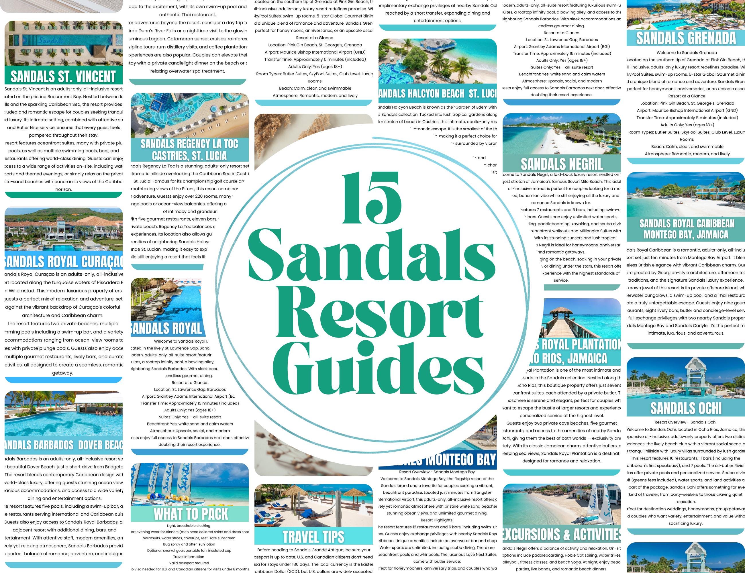 Bundle of 15 Sandals Resort Guides Dunn's River, Grenada