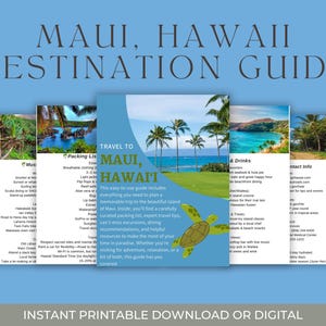 Printable Maui Travel Guide | 5-Page Digital Vacation Planner | Packing List, Excursions, Dining & More | Instant PDF Download