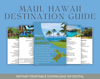 Guía de viaje de Maui imprimible / Planificador de vacaciones digital de 5 páginas / Lista de equipaje, excursiones, restaurantes y más / Descarga instantánea en PDF