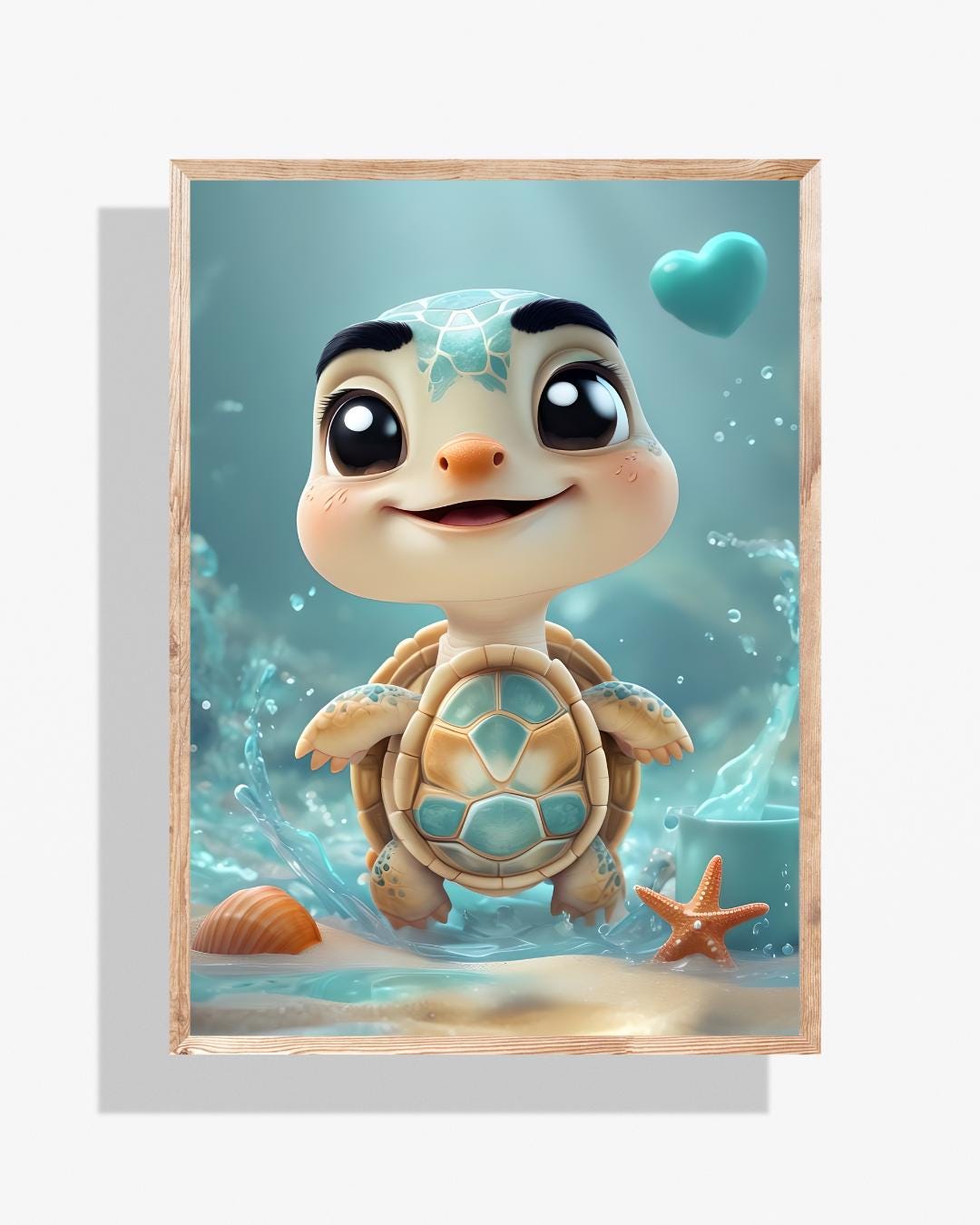 Digital PNG print featuring an adorable baby sea turtle. Downloads, Printable Art, Nursery Art, Sea Turtle.