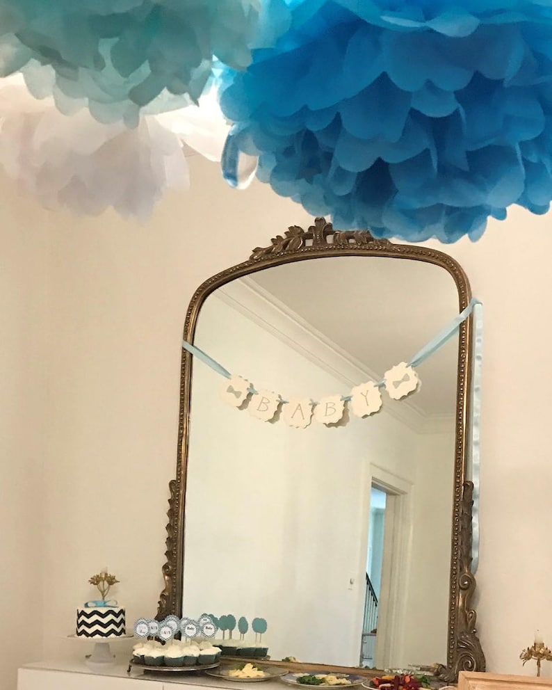 Baby Bow-Tie Boy Theme Shower Banner Decoration Prepared in Colors to Coordinate with Your Baby Shower Color Palette
