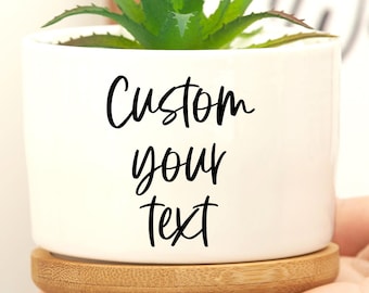 Gepersonaliseerde keramische vetplant: plantenpot met aangepaste tekst