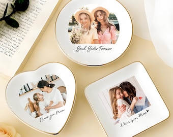 Personalisierte Foto Schmuckschale, Trinket Tablett für BestFriend, Mom Foto Ringhalter, Bestie Geschenke