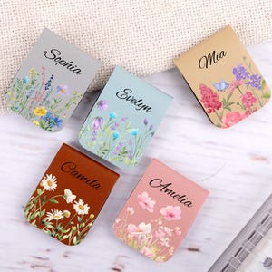 Marcador magnético de cuero con nombre personalizado, marcapáginas de biblioteca, regalo para amantes de los libros o profesores.