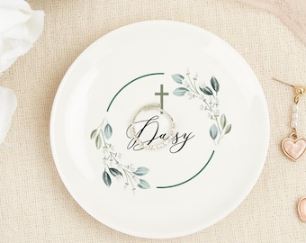 Personalized Ceramic Jewelry Dish: Baptism Gift for Goddaughter