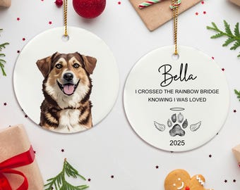 Adorno navideño personalizado con retrato de mascota: acuarela de perro personalizada