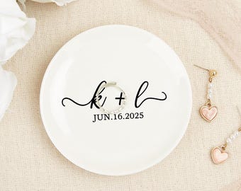 Personalized Ceramic Ring Dish: Engagement Gift for Couple