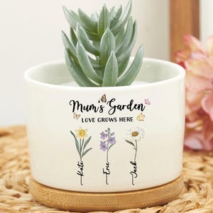 Pot en céramique pour le jardin de grand-mère, pot de fleur personnalisé pour le mois de naissance, cadeau fête des mères, cadeau d'anniversaire pour maman, cadeaux pour amoureux des plantes