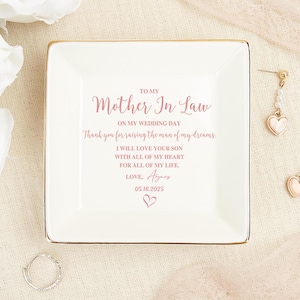 To My Mother-in-Law Ring Dish, Personalized Wedding Gifts for Mom, Mother of the Groom Ring Dish, Gift for Mother in Law on Wedding Day