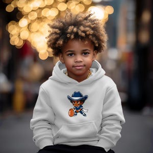 Dallas Cowboys Inspired Football Hoodie Cowboys Tribute, Youth Football Player Cartoon Design, Sports Fan Apparel