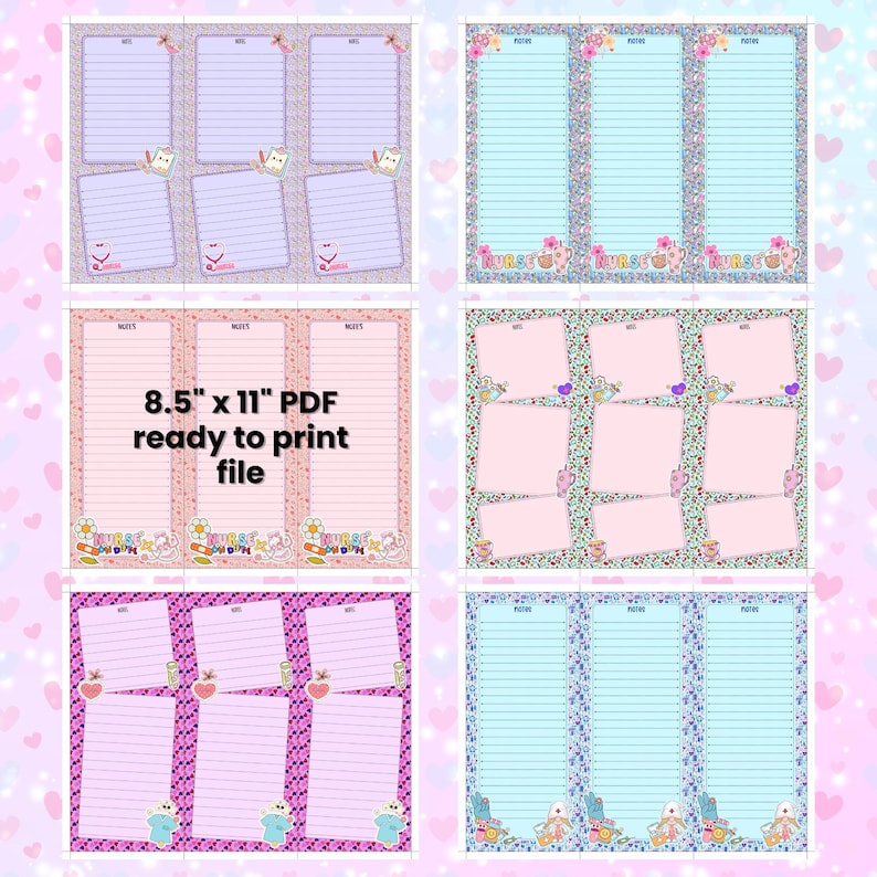 Pattern For Nurses Notes Nurse Notepad Designs | Medical Notes Pages (PDF, PNG) - Etsy