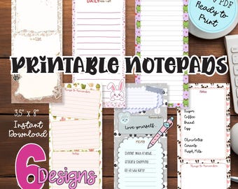 Plantillas de bloc de notas / Descarga digital / 6 diseños imprimibles (8,9 x 20,3 cm)